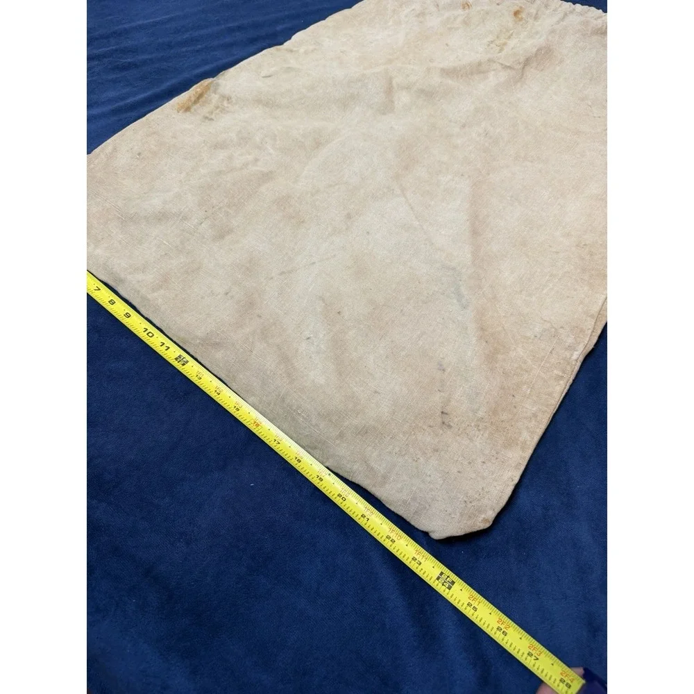 Vintage 1960s Blank Cloth Canvas Seed Sack Bag Drawstring 35x24